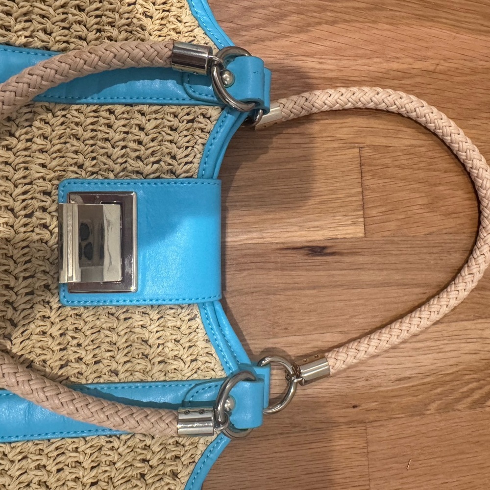 Talbots Tan and Blue Tote Bag - Picture 2 of 10